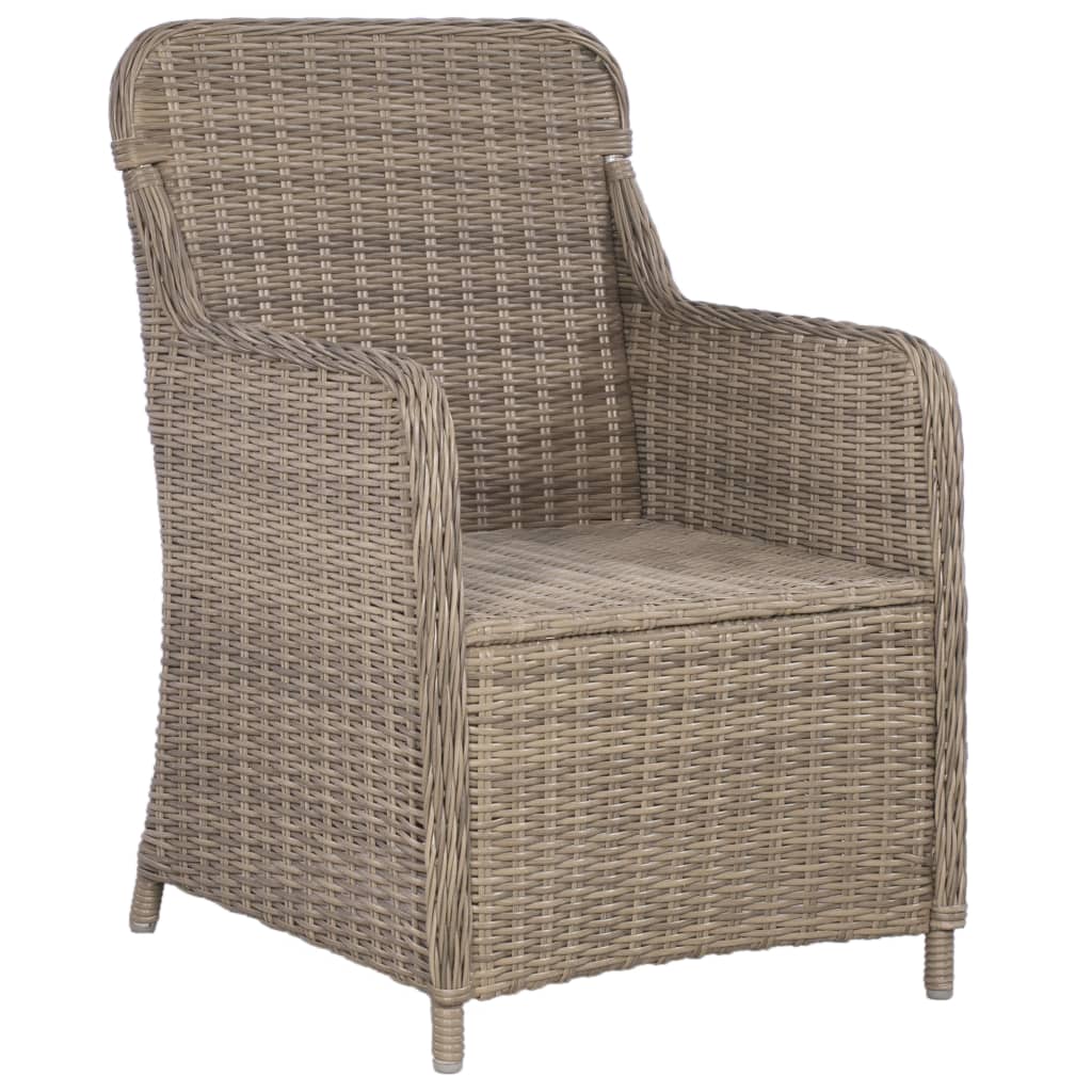 vidaXL 3-delige Bistroset met kussens poly rattan bruin