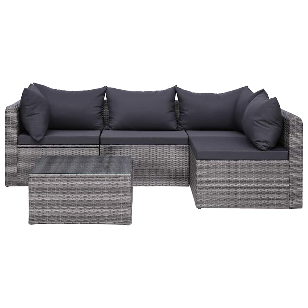 vidaXL 8-Piece Lounge Set with Cushions Poly Rattan Grey