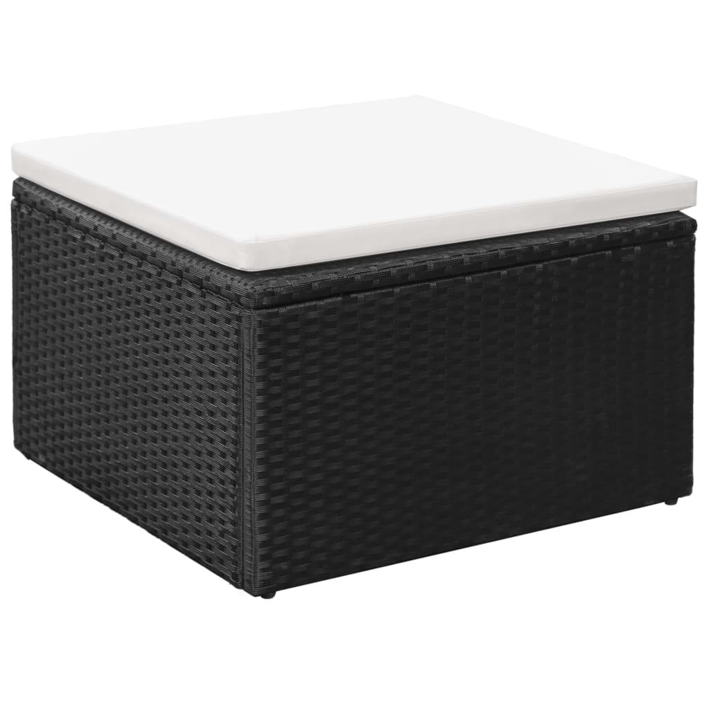 vidaXL 3-Piece Poly Rattan Lounge Set Black and White