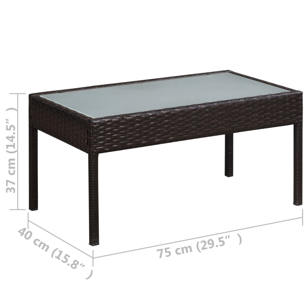 vidaXL 5-delige Loungeset met kussens poly rattan bruin