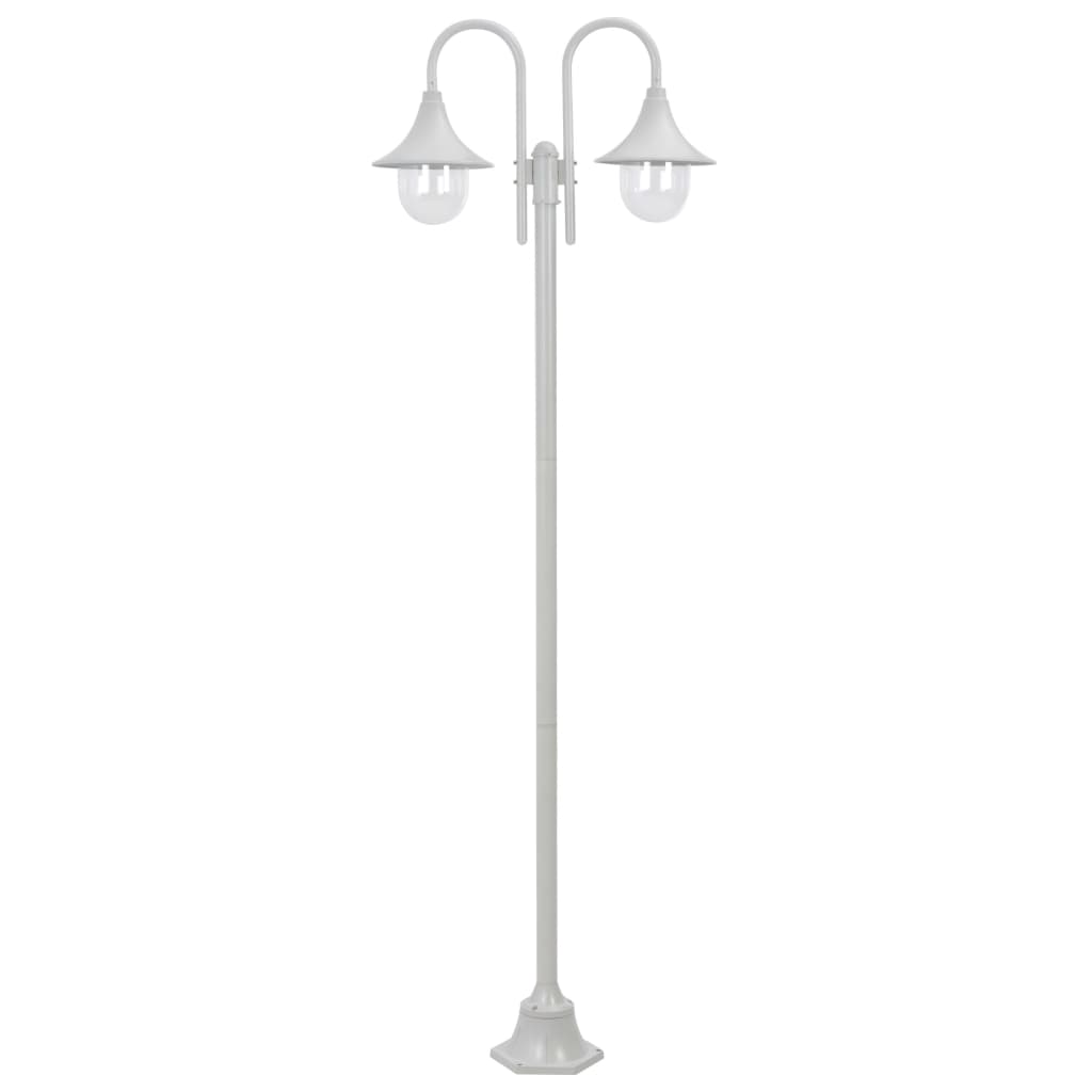 vidaXL Paalverlichting tuin E27 220 cm aluminium wit 2-delig