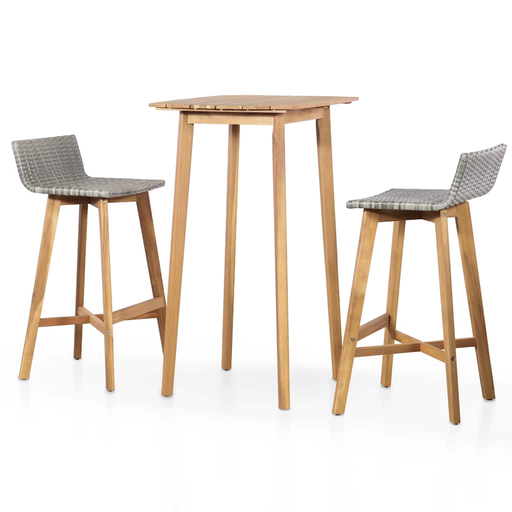 vidaXL 3-Piece Bar Set Solid Acacia Wood