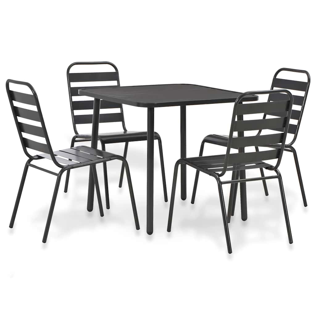 vidaXL 3-delige Bistroset staal donkergrijs