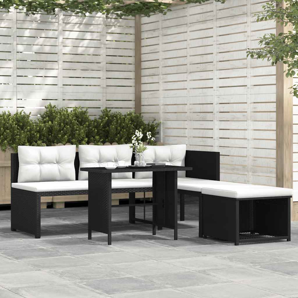 vidaXL 4-Piece Garden Lounge Set with Cushions Poly Rattan Grey