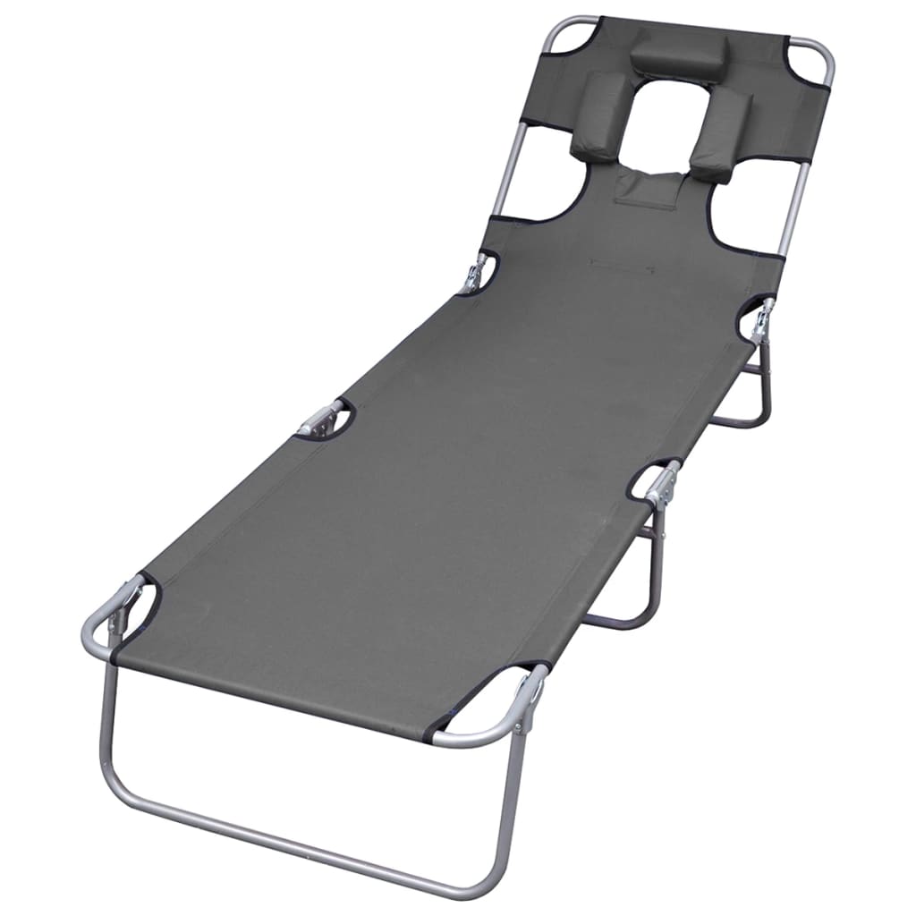 vidaXL Foldable Sun Lounger with Pillow Steel Turquoise