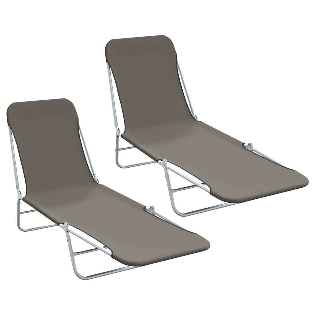 vidaXL Foldable Sun Loungers 2 pcs Steel and Fabric Green