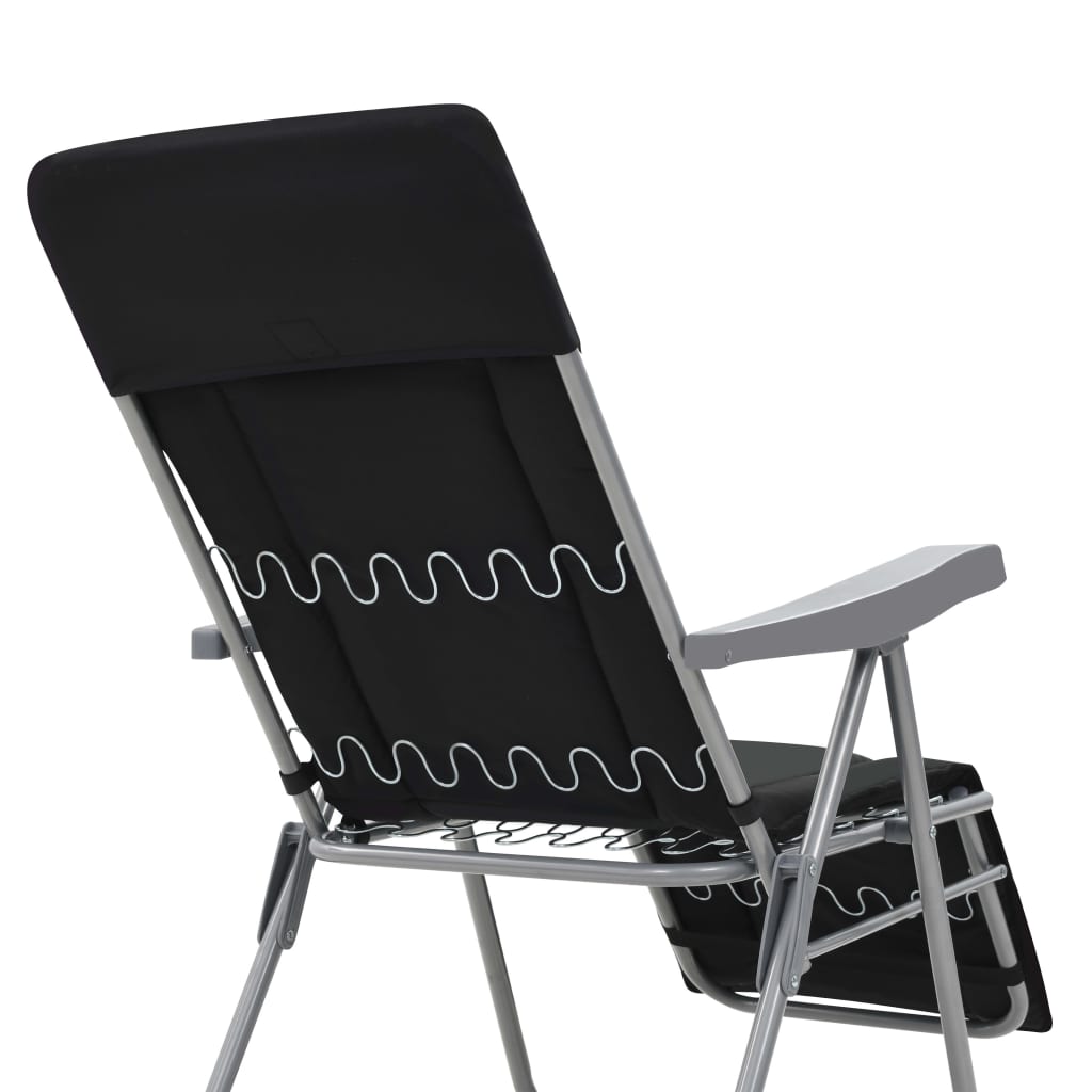 vidaXL Tuinstoelen met kussen inklapbaar 2 st zwart