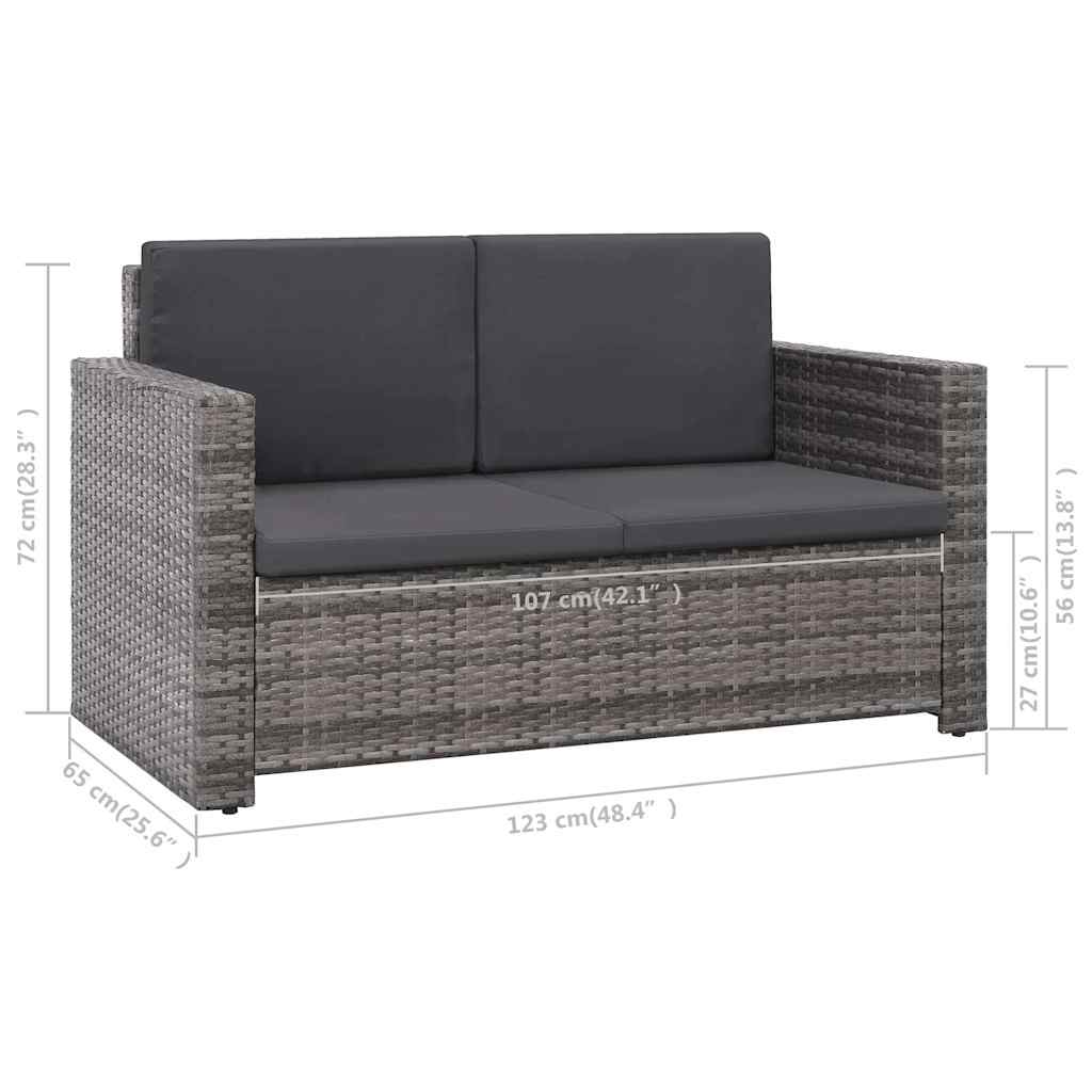 vidaXL 2-delige Loungeset met kussens poly rattan bruin