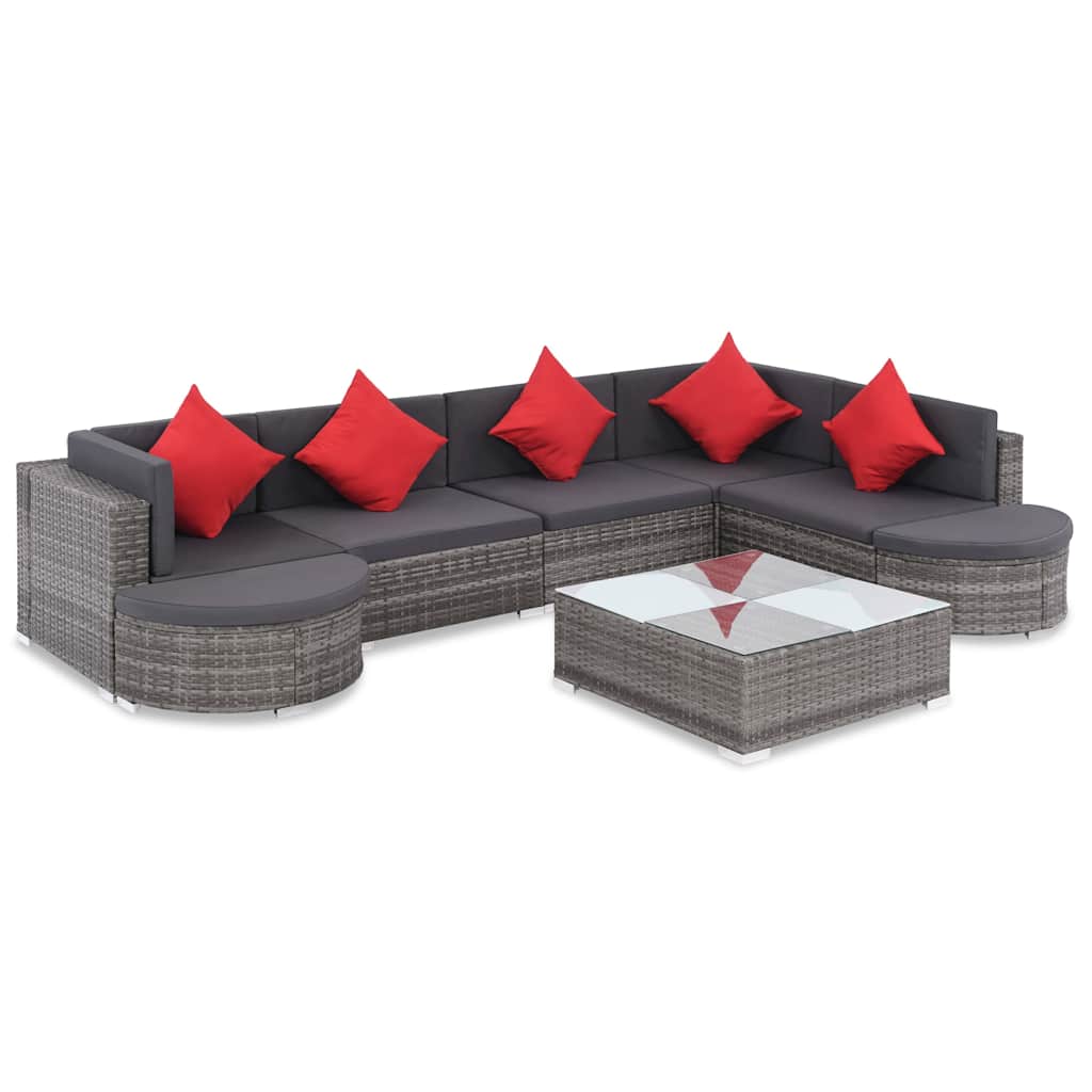 vidaXL 8-delige Loungeset met kussens poly rattan bruin