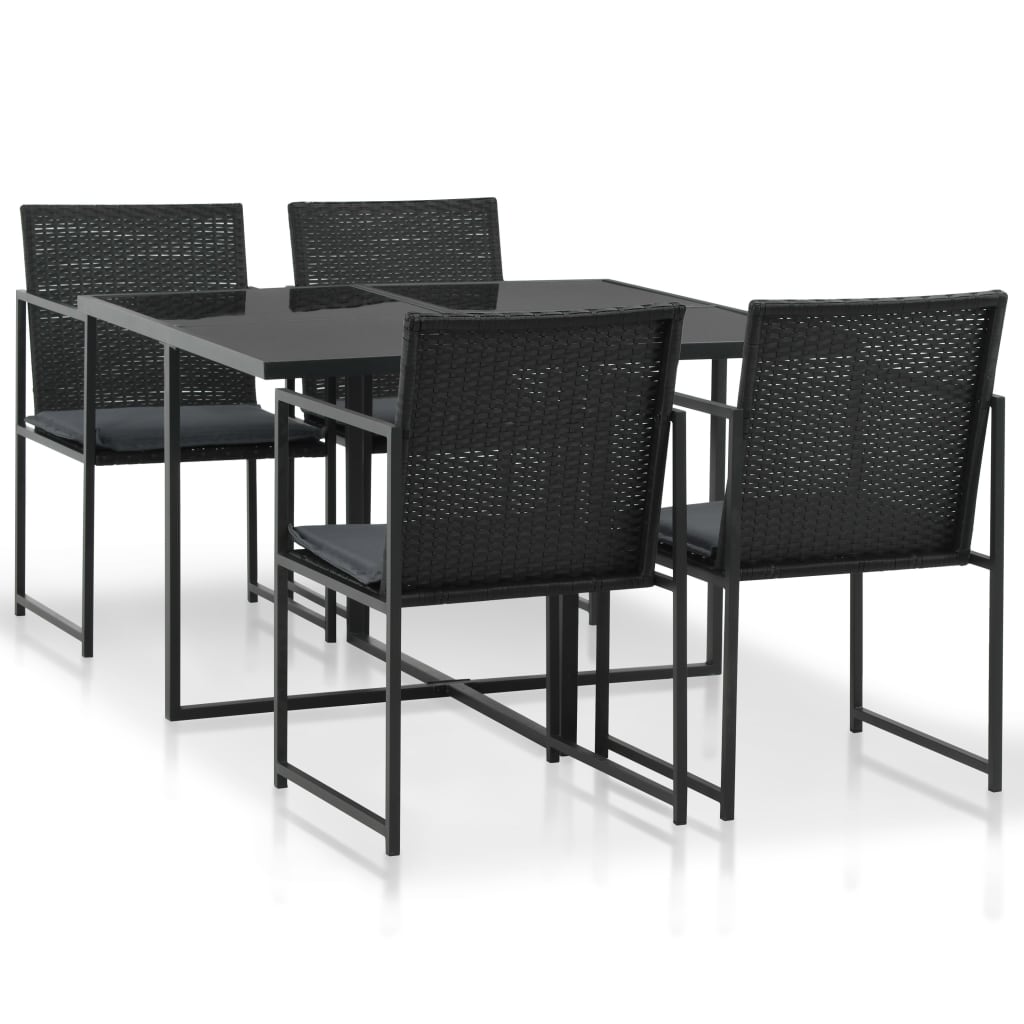vidaXL 5-piece Garden Lounge Set with Cushions Poly Rattan Grey