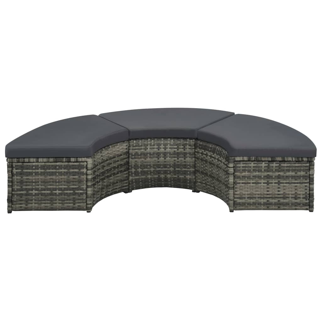 vidaXL 7-delige Loungeset met kussens poly rattan grijs