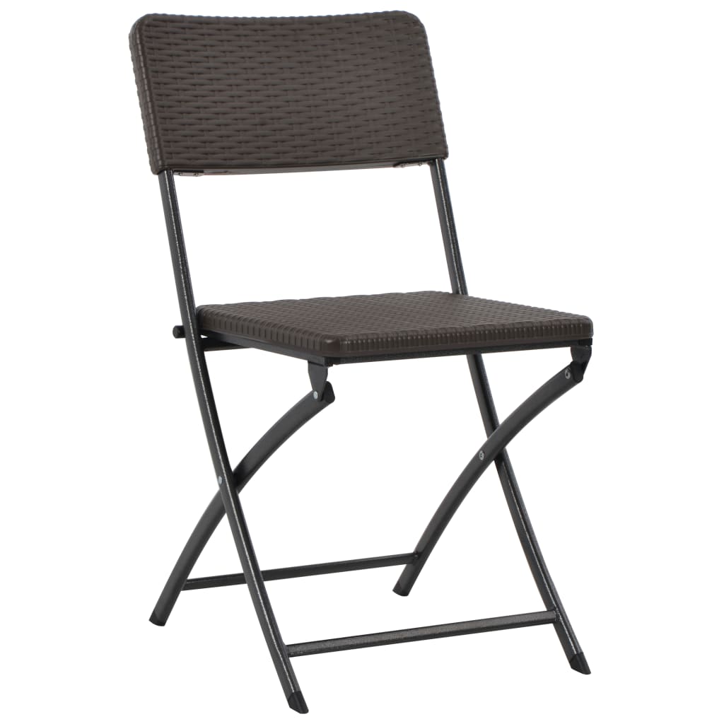 vidaXL Folding Garden Chairs 2 pcs HDPE and Steel Brown