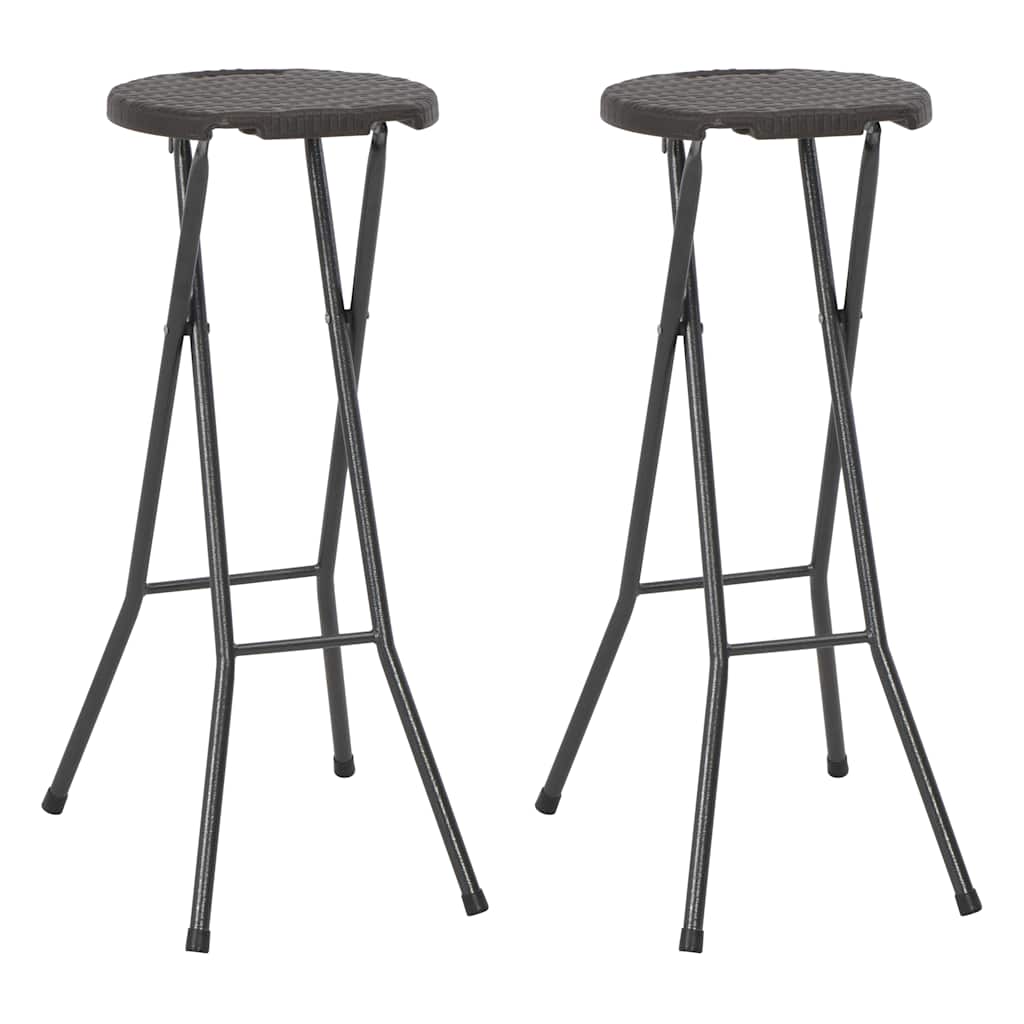 vidaXL Barkrukken inklapbaar 2 st rattan look HDPE en staal bruin