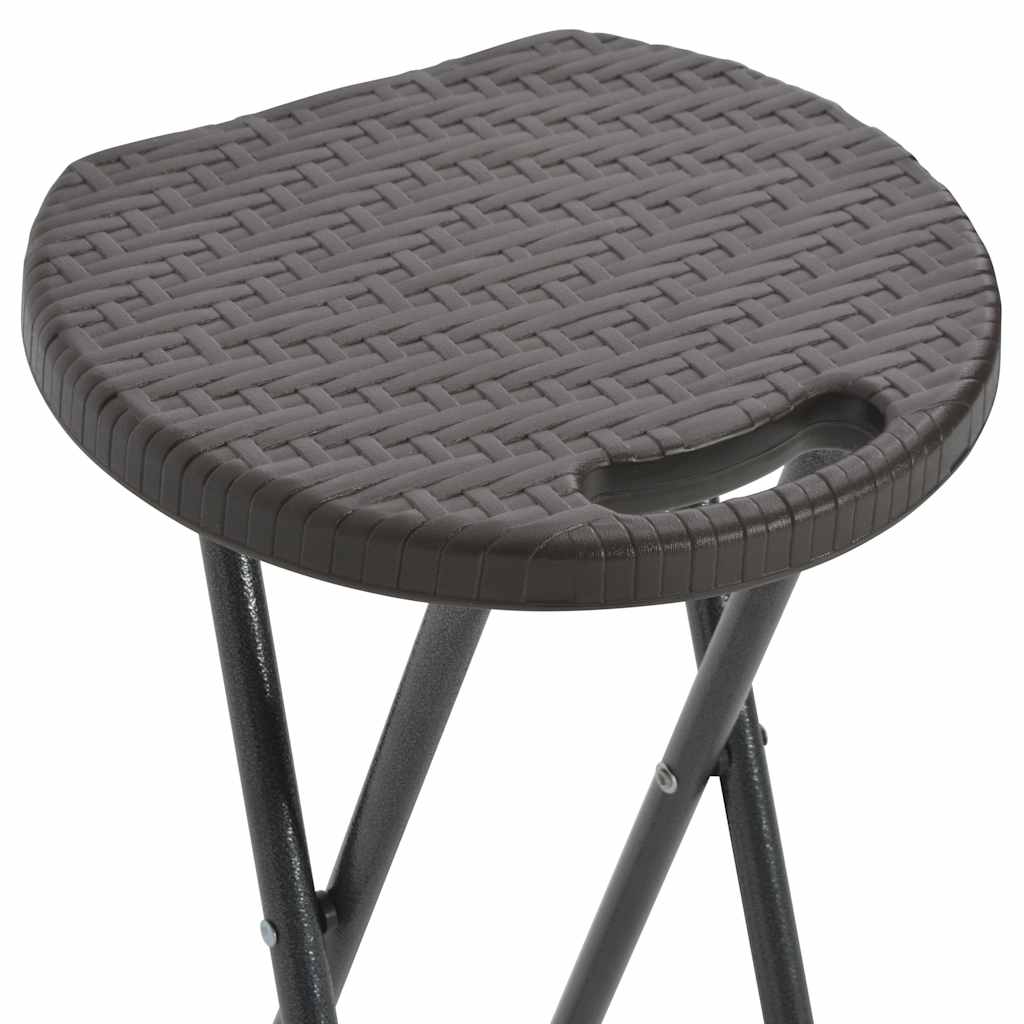 vidaXL Barkrukken inklapbaar 2 st rattan look HDPE en staal bruin