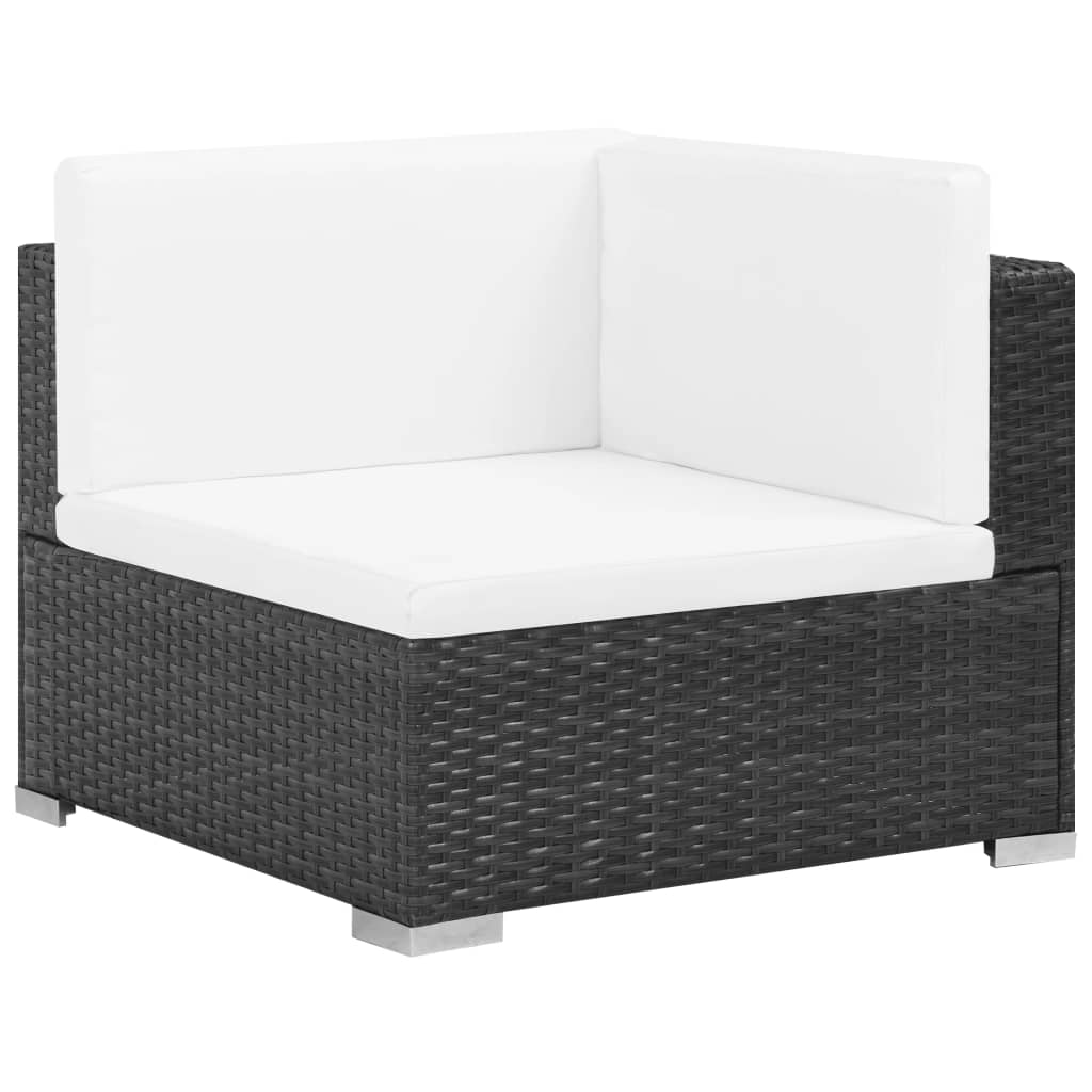 vidaXL 7-Piece Lounge Set with Cushions Poly Rattan Black
