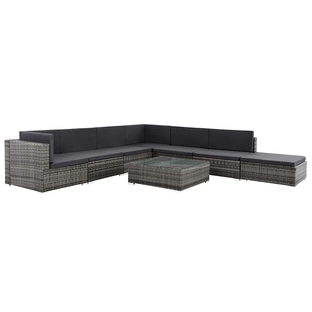 vidaXL 8-delige Loungeset met kussens poly rattan bruin