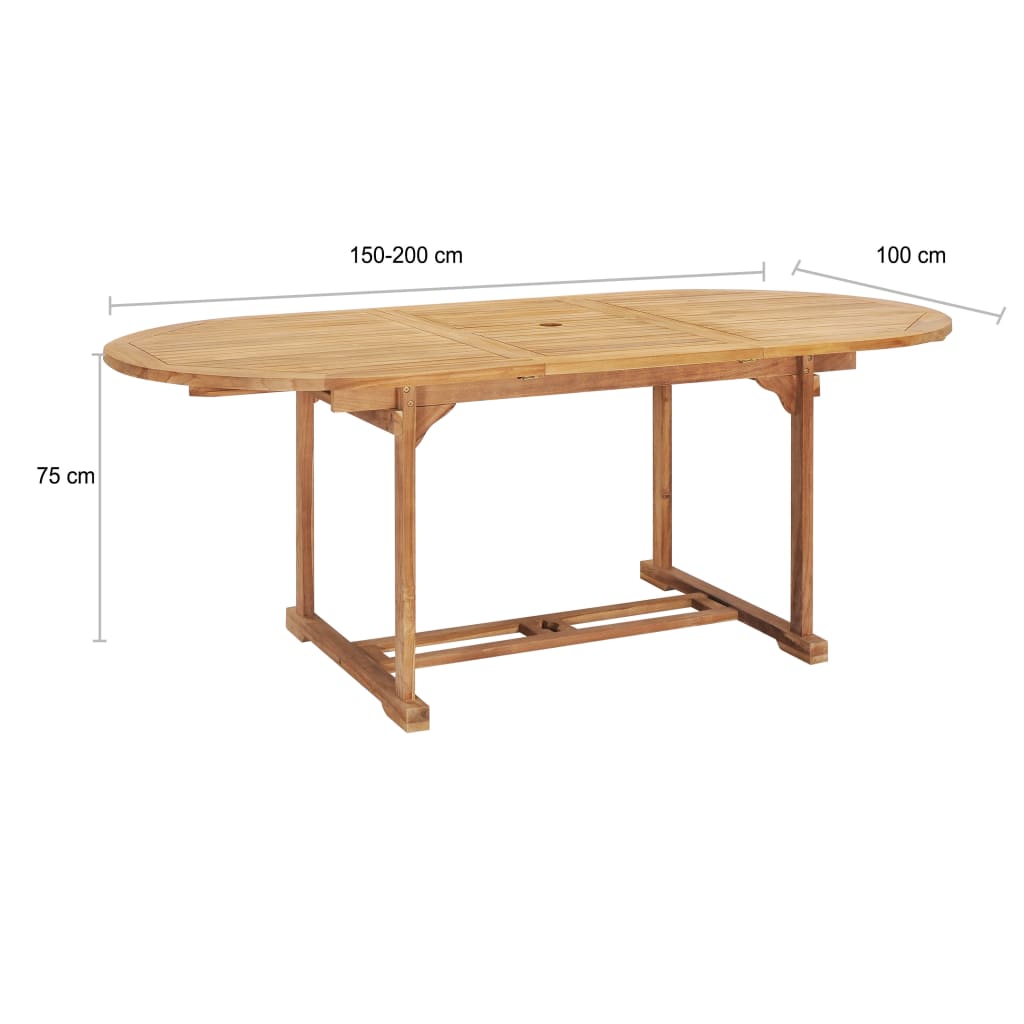 vidaXL Tuintafel verlengbaar 110-160x80x75 cm massief teakhout