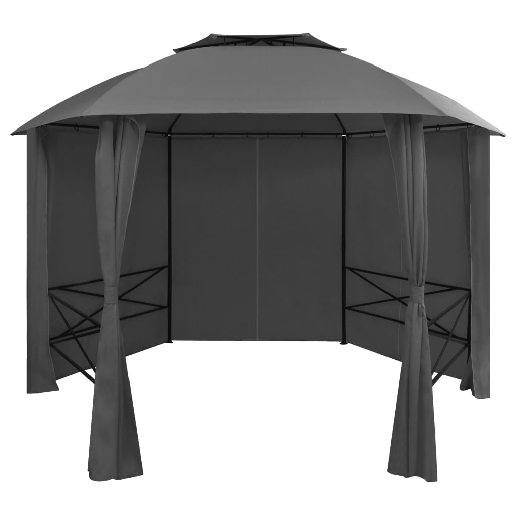 vidaXL Tuinpaviljoen met gordijnen 180 g/m² 360x312x265 cm wit
