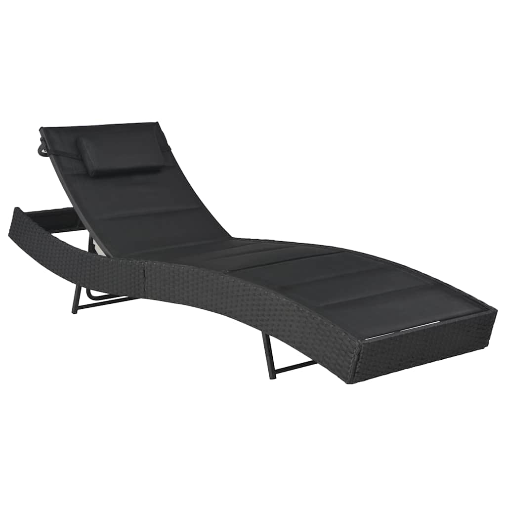 vidaXL Sun Lounger Poly Rattan and Textilene Brown