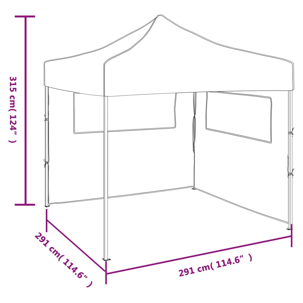 vidaXL Vouwtent met 2 wanden 291x291x315 cm crème