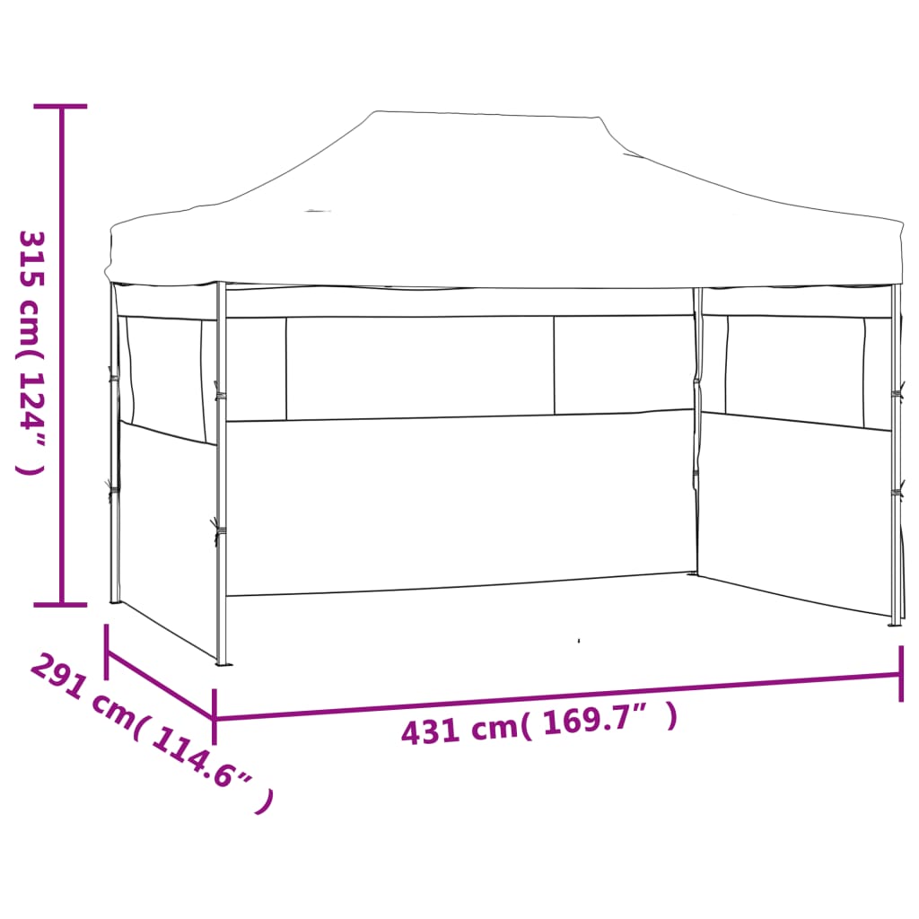 vidaXL Vouwtent met 3 wanden 3x4,5 m blauw