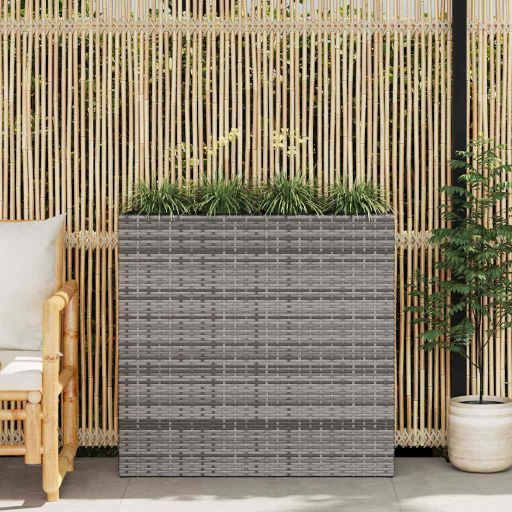 vidaXL Plantenbak verhoogd met 4 potten 2 st poly rattan grijs