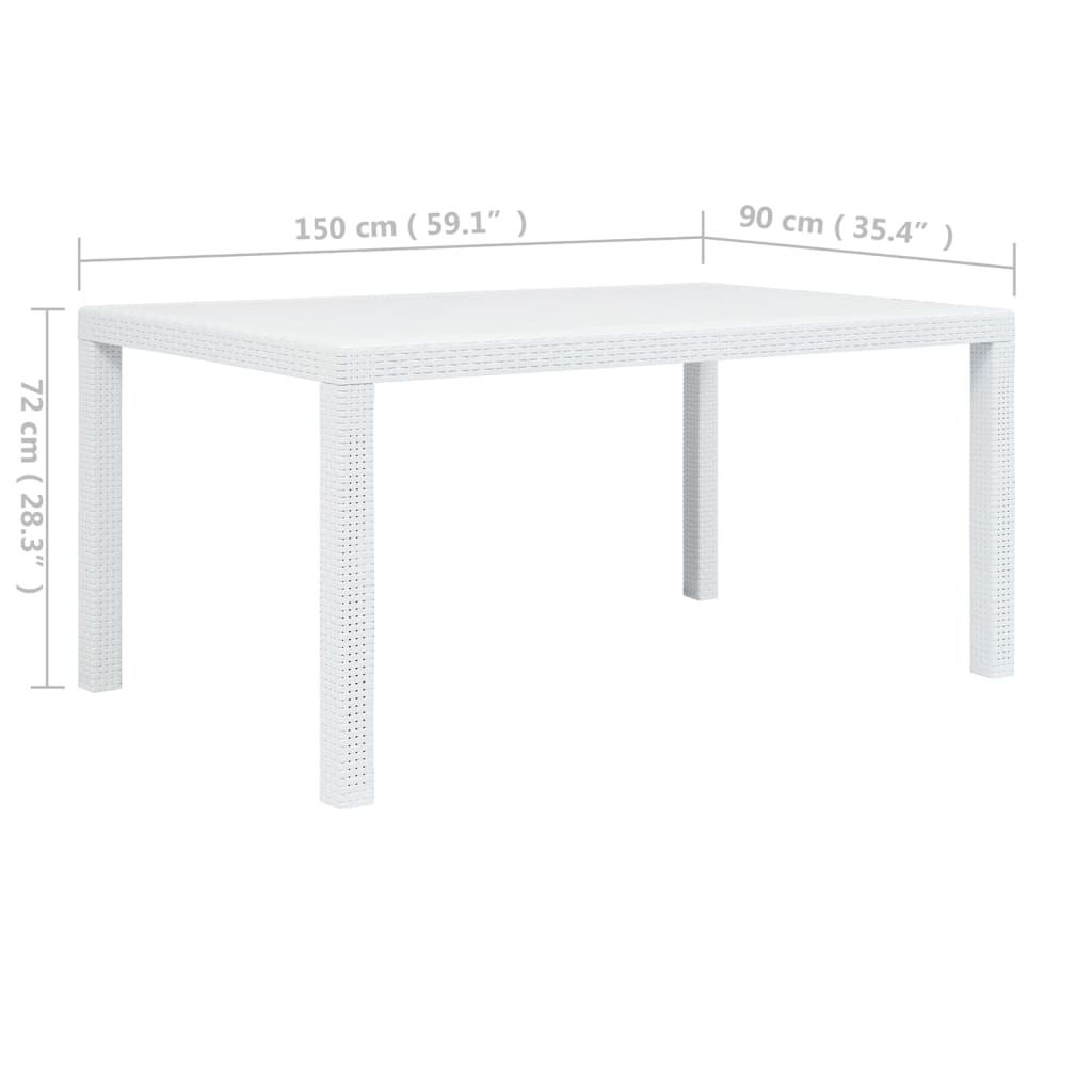 vidaXL Garden Table 79x79x72 cm Rattan-Look Plastic White