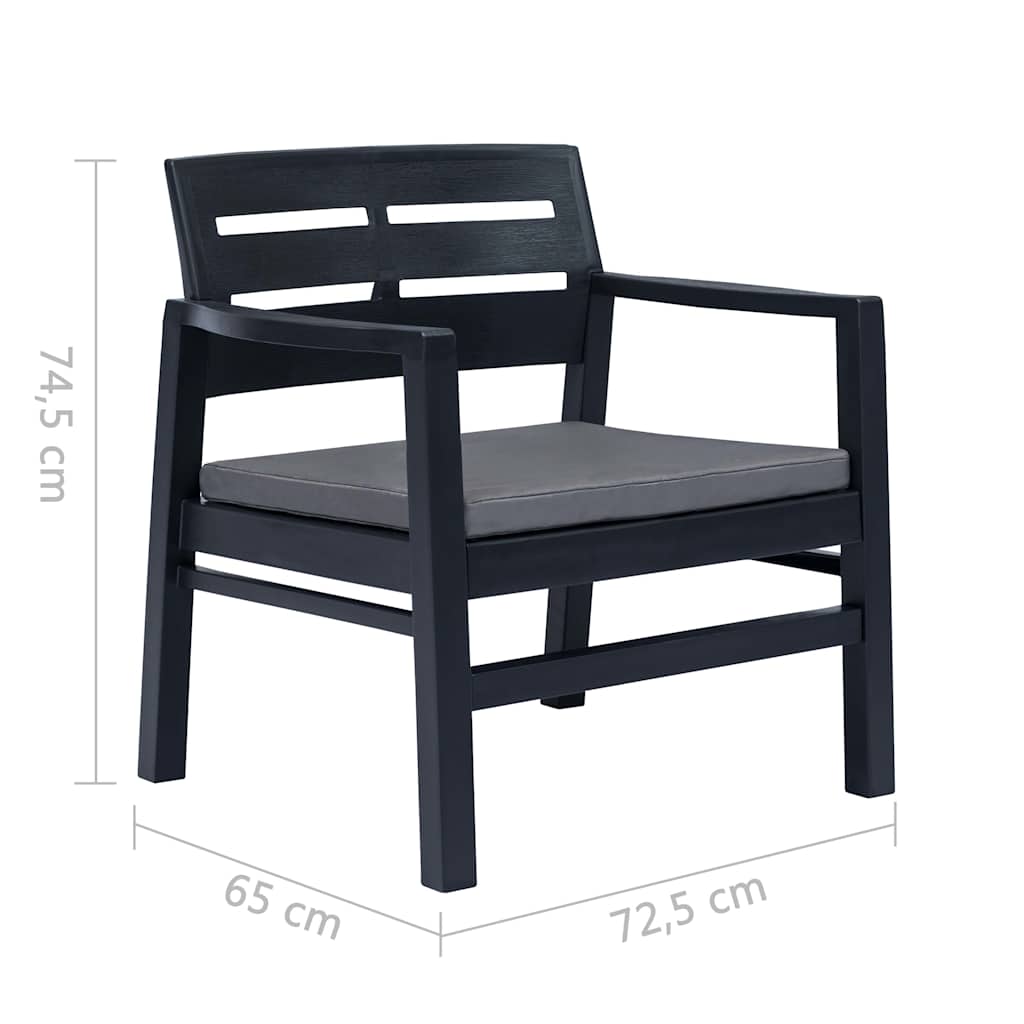 vidaXL 3-delige Loungeset kunststof wit