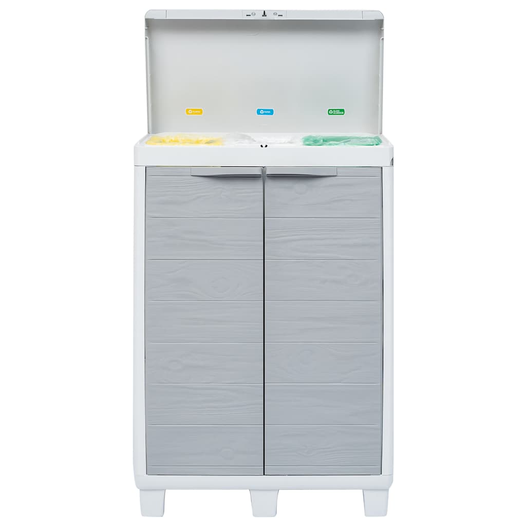 vidaXL Tuinafvalbak met 3 zakken 65x38x102 cm lichtgrijs