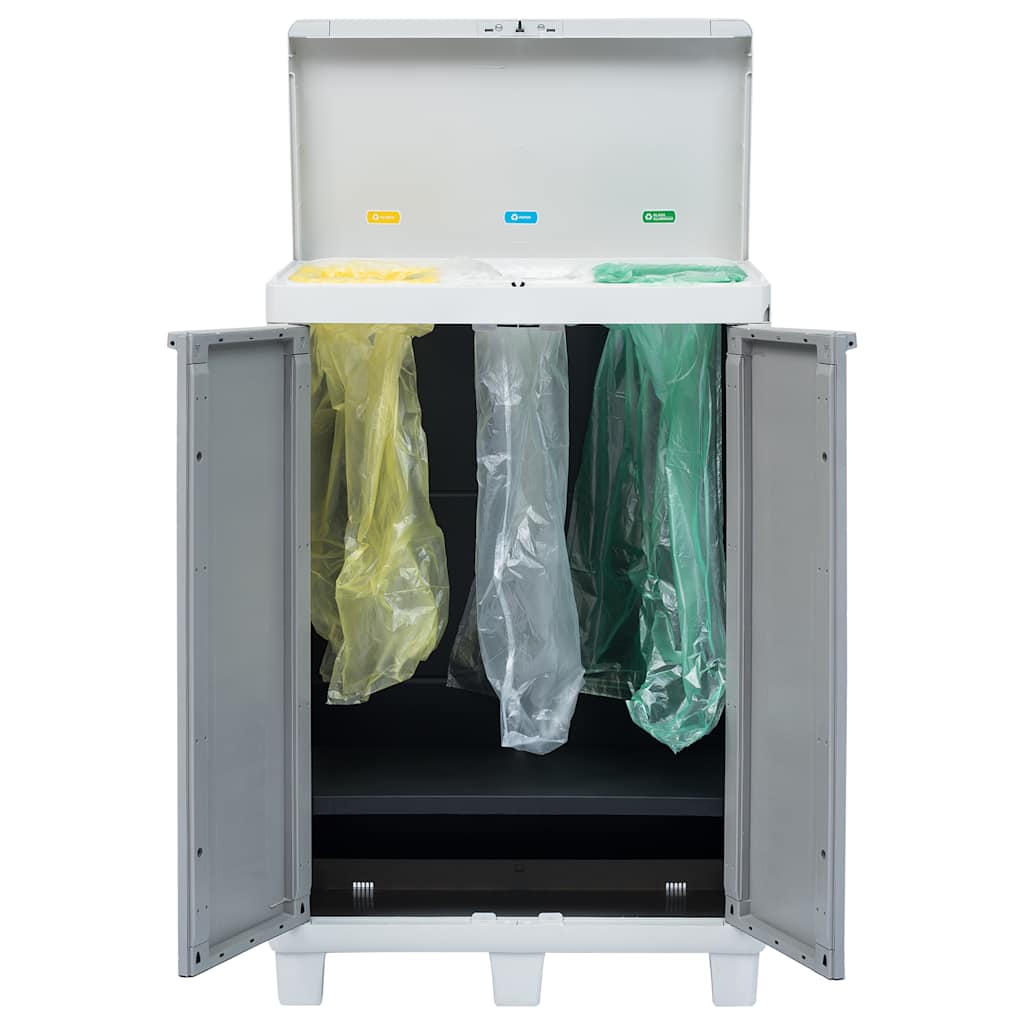 vidaXL Tuinafvalbak met 3 zakken 65x38x102 cm lichtgrijs