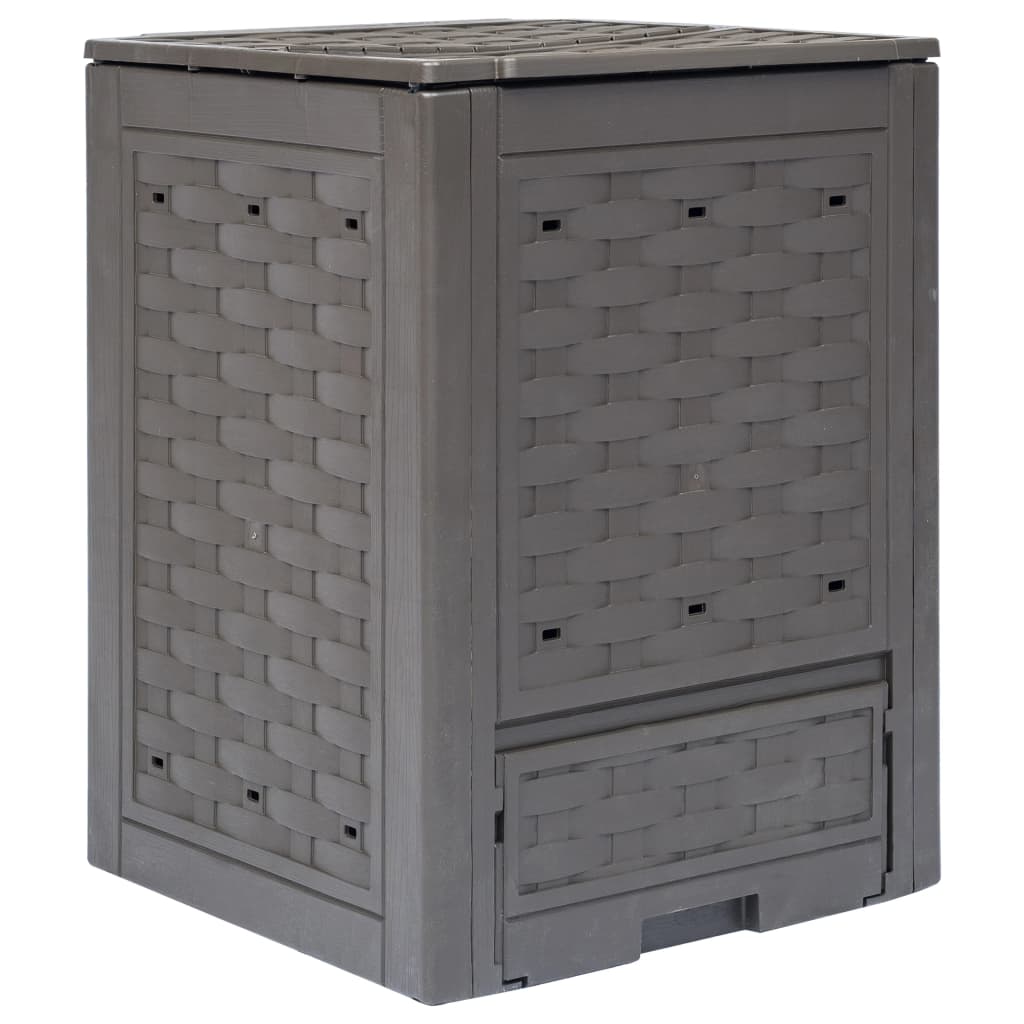 vidaXL Compostbakken 2 st 600 L 60x60x83 cm kunststof rattan bruin