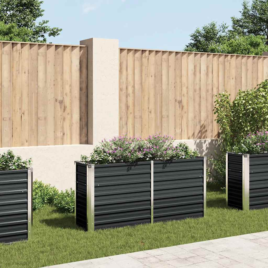 vidaXL Plantenbak verhoogd 160x80x77 cm gegalvaniseerd staal antraciet