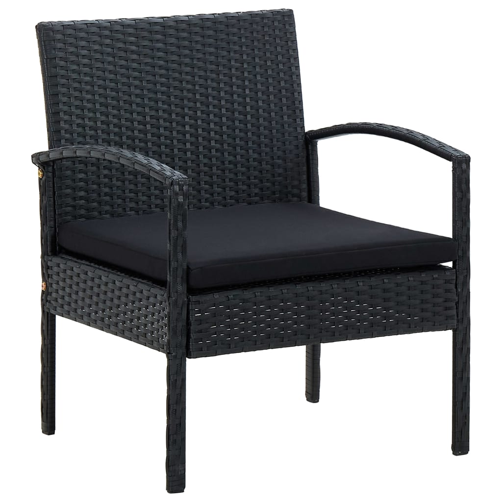 vidaXL 4-delige Loungeset met kussens poly rattan bruin