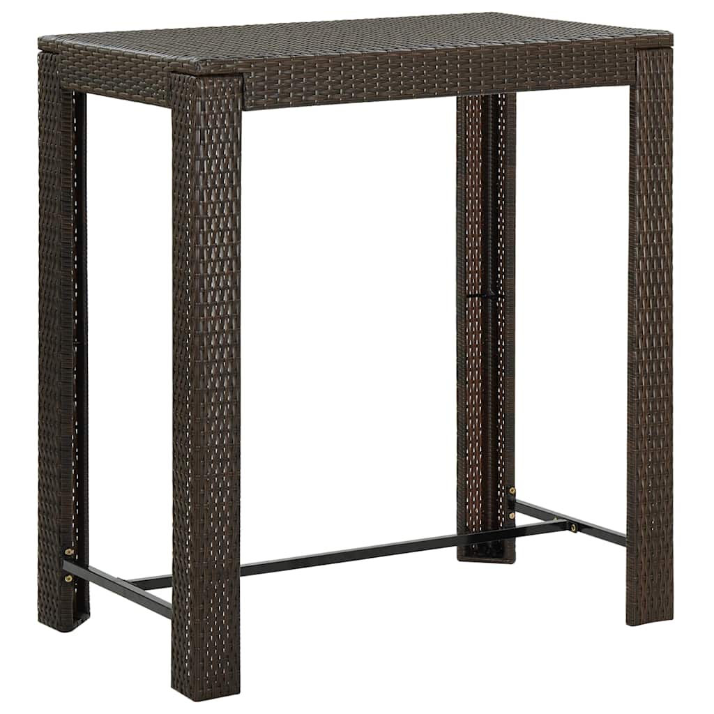 vidaXL Tuinbartafel 60,5x60,5x110,5 cm poly rattan bruin