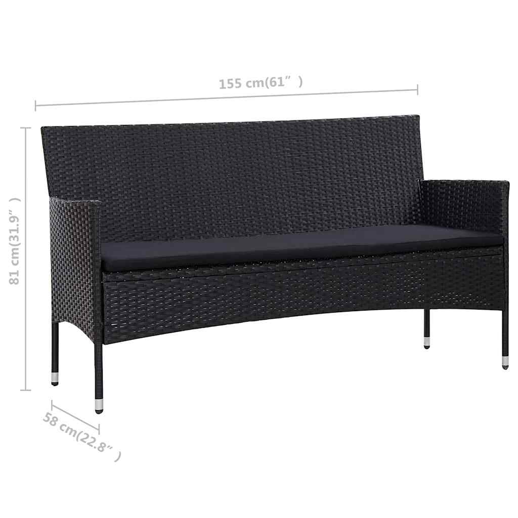 vidaXL 4-Piece Lounge Set with Cushions Poly Rattan Brown
