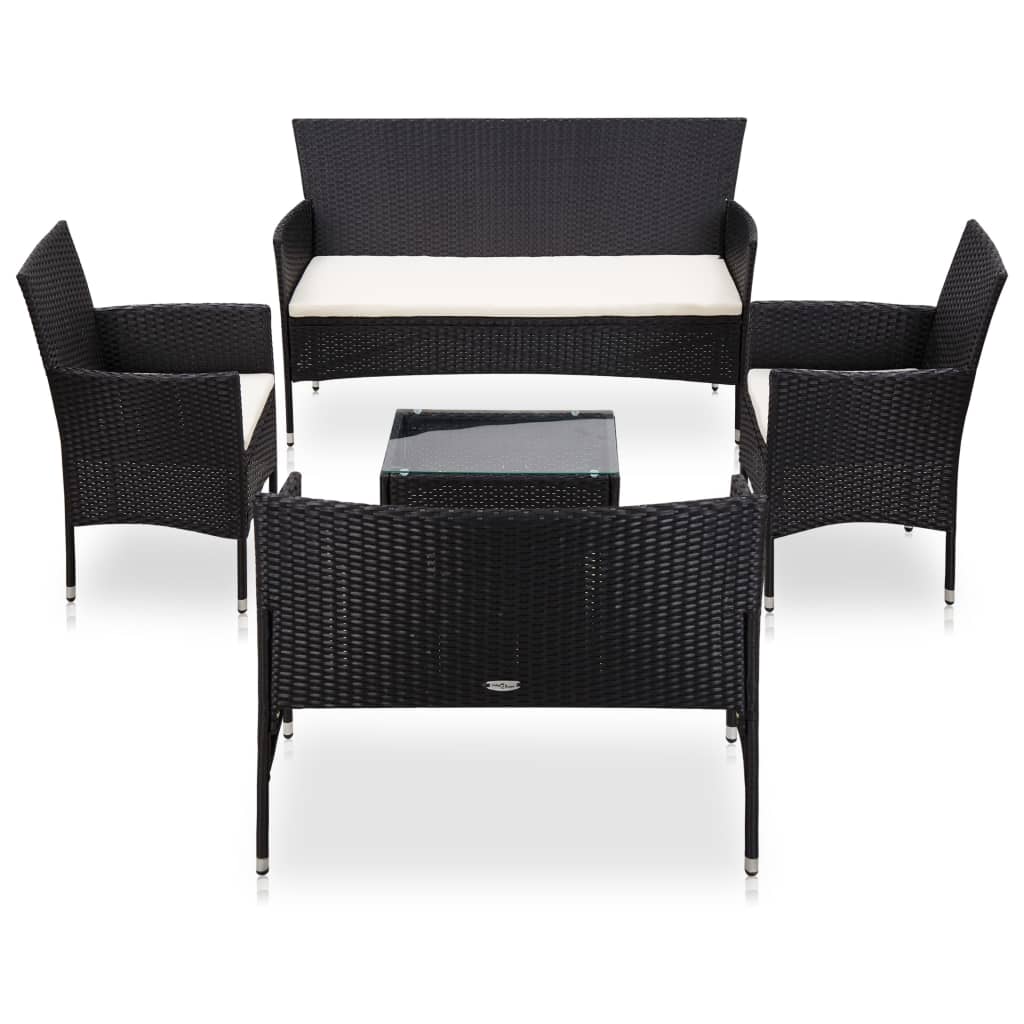 vidaXL 5-delige Loungeset met kussens poly rattan bruin