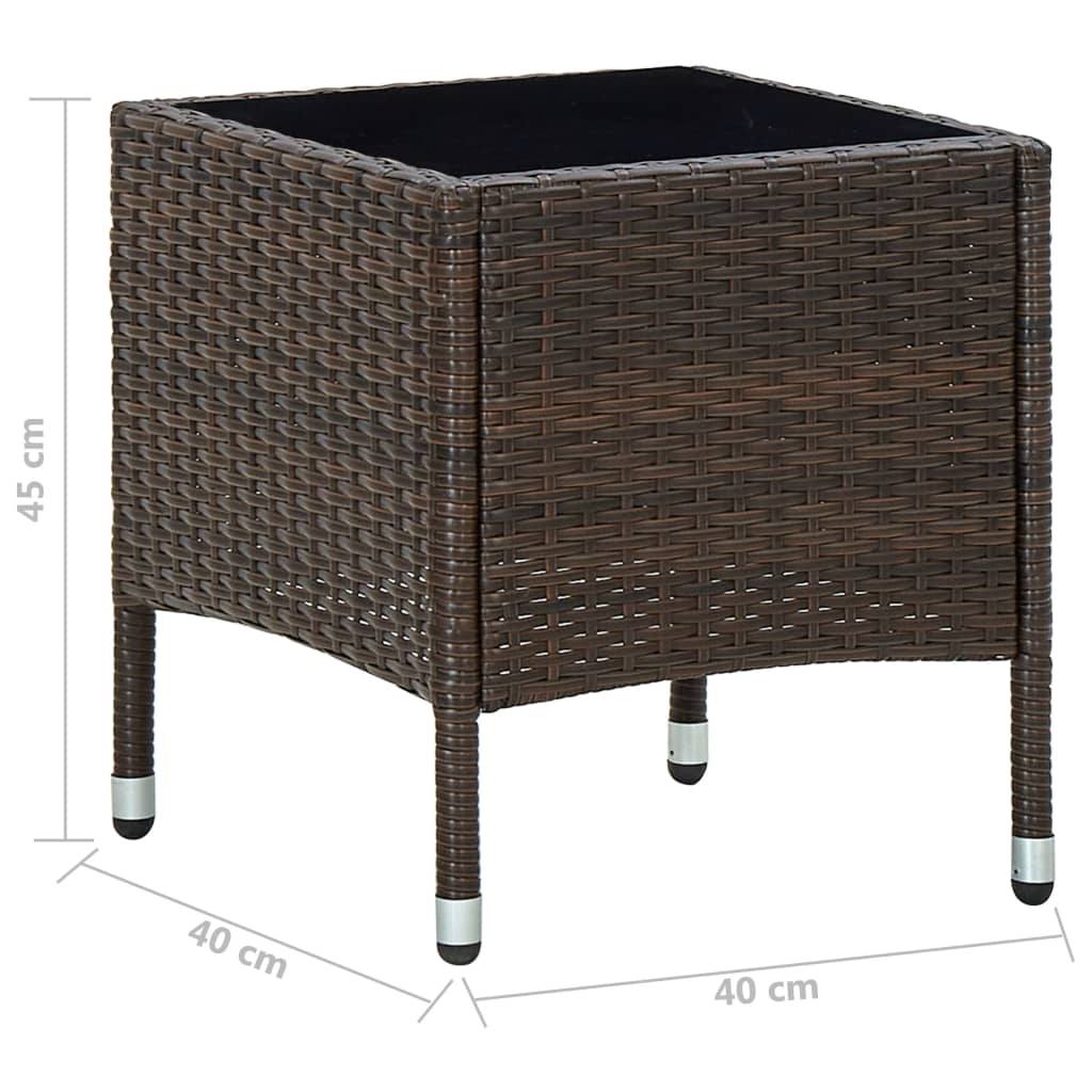 vidaXL Garden Table 40x40x45 cm Poly Rattan Brown