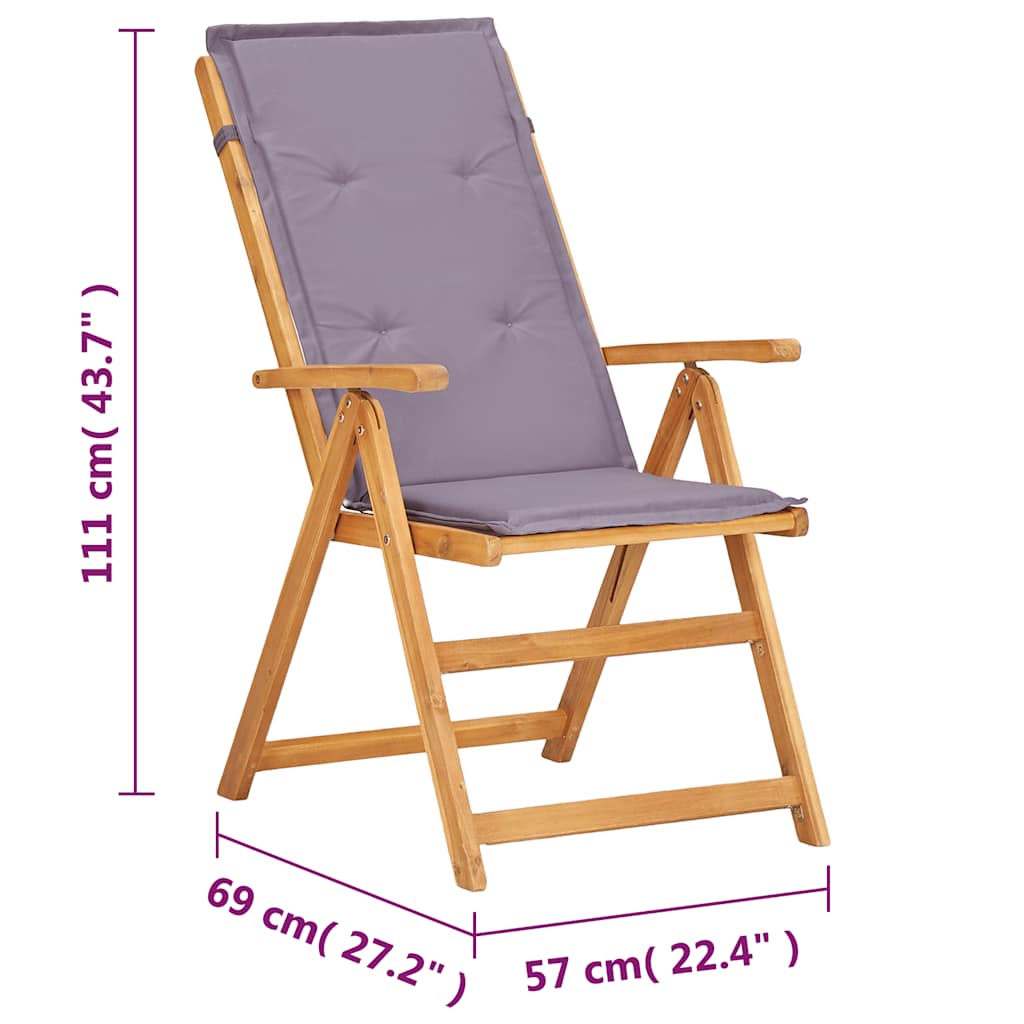 vidaXL Tuinstoelen 2 st verstelbaar massief acaciahout bruin