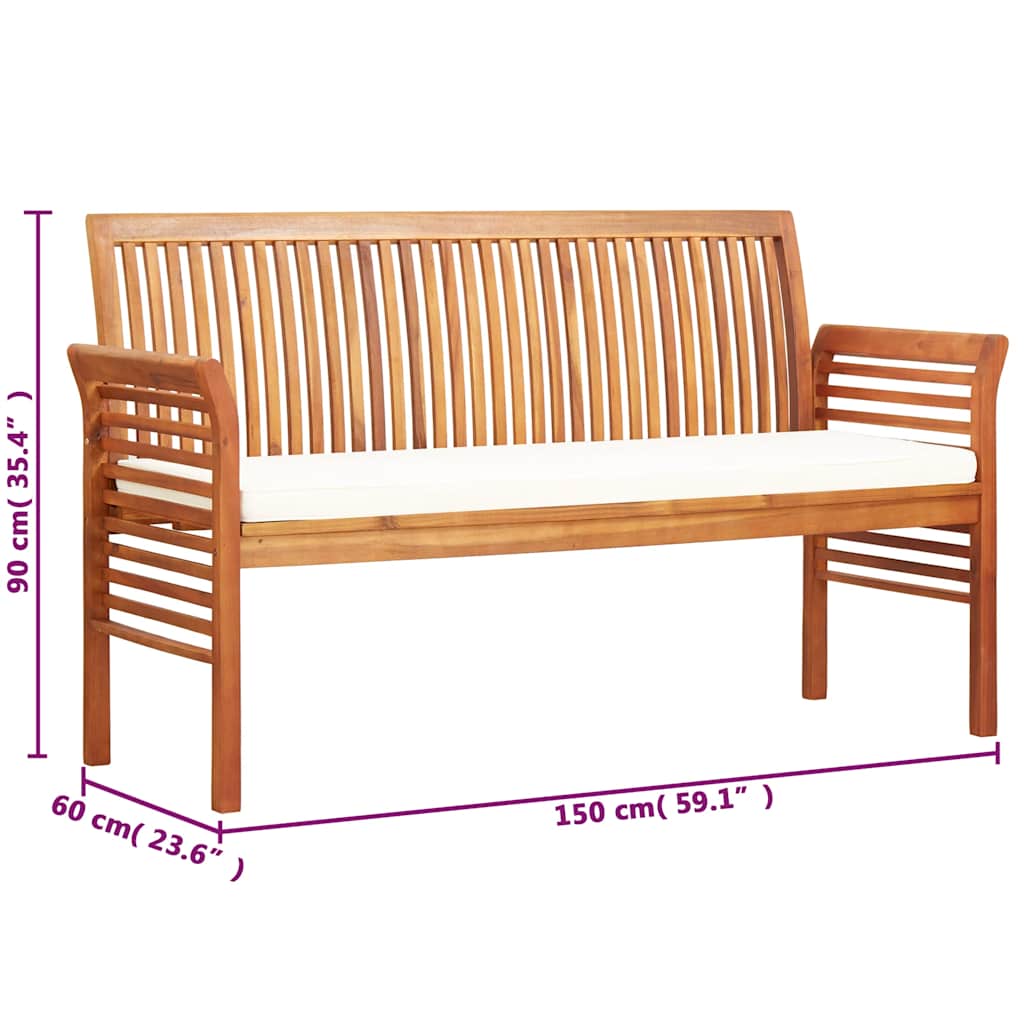 vidaXL Tuinbank 2-zits met kussen 120 cm massief acaciahout