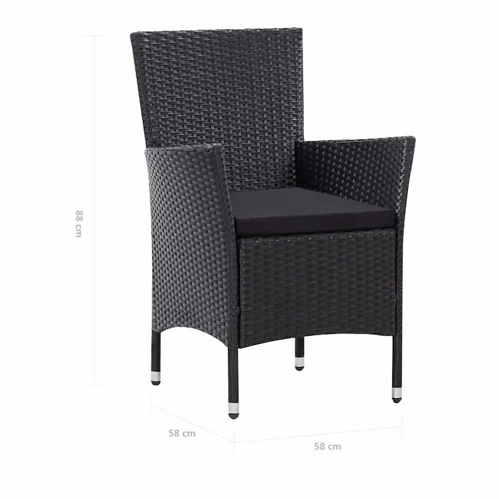 vidaXL 9-delige Tuinset poly rattan zwart