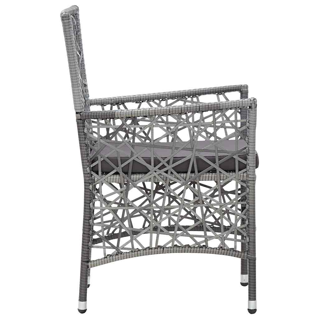 vidaXL Tuinstoelen 2 st met kussens poly rattan grijs