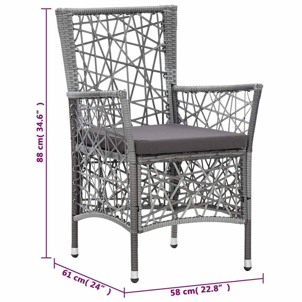 vidaXL Tuinstoelen 2 st met kussens poly rattan grijs