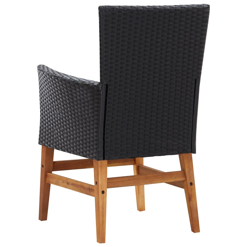 vidaXL 7-delige Tuinset poly rattan en acaciahout zwart