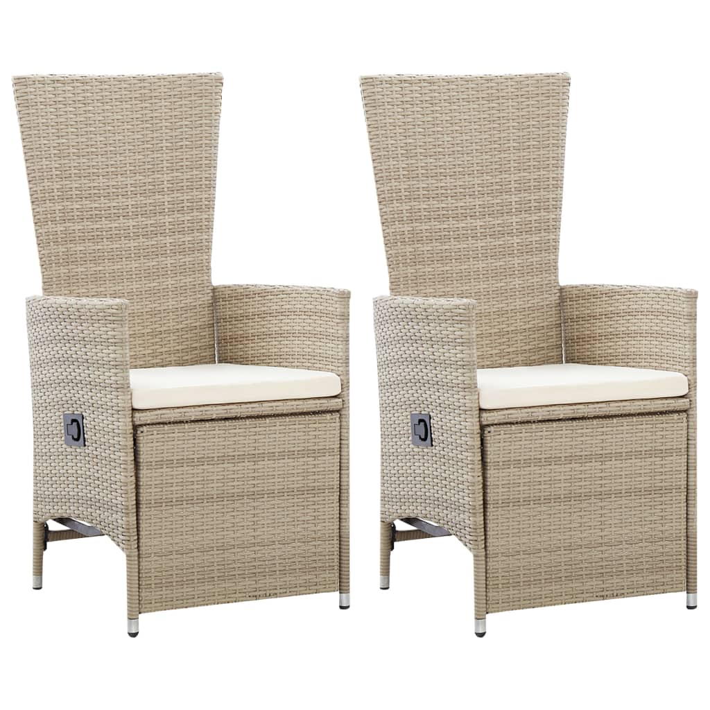 vidaXL Tuinstoelen 2 st verstelbaar met kussens poly rattan grijs
