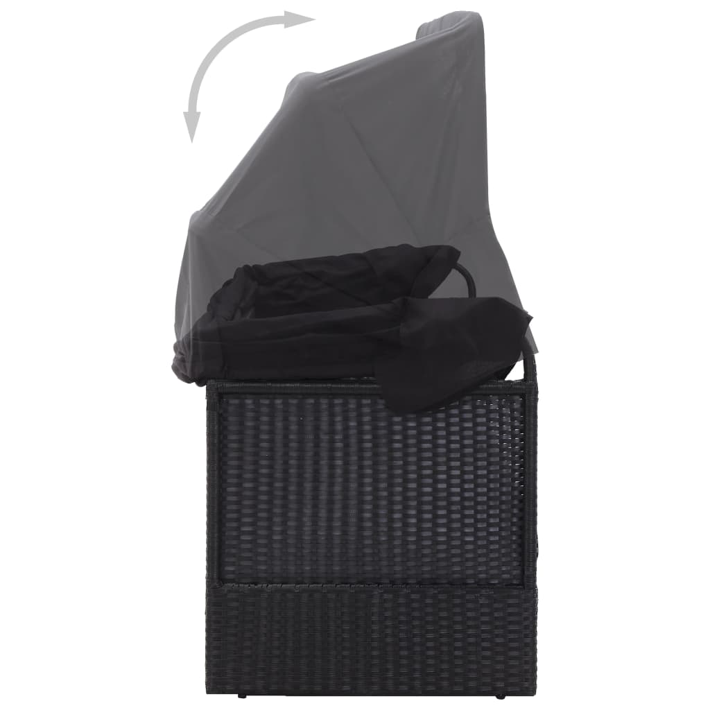 vidaXL Tuinbed met luifel 205x62 cm poly rattan grijs