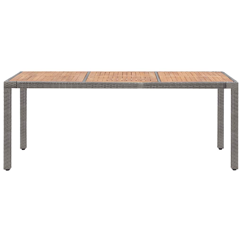vidaXL Tuintafel 190x90x75 cm poly rattan en massief acaciahout grijs