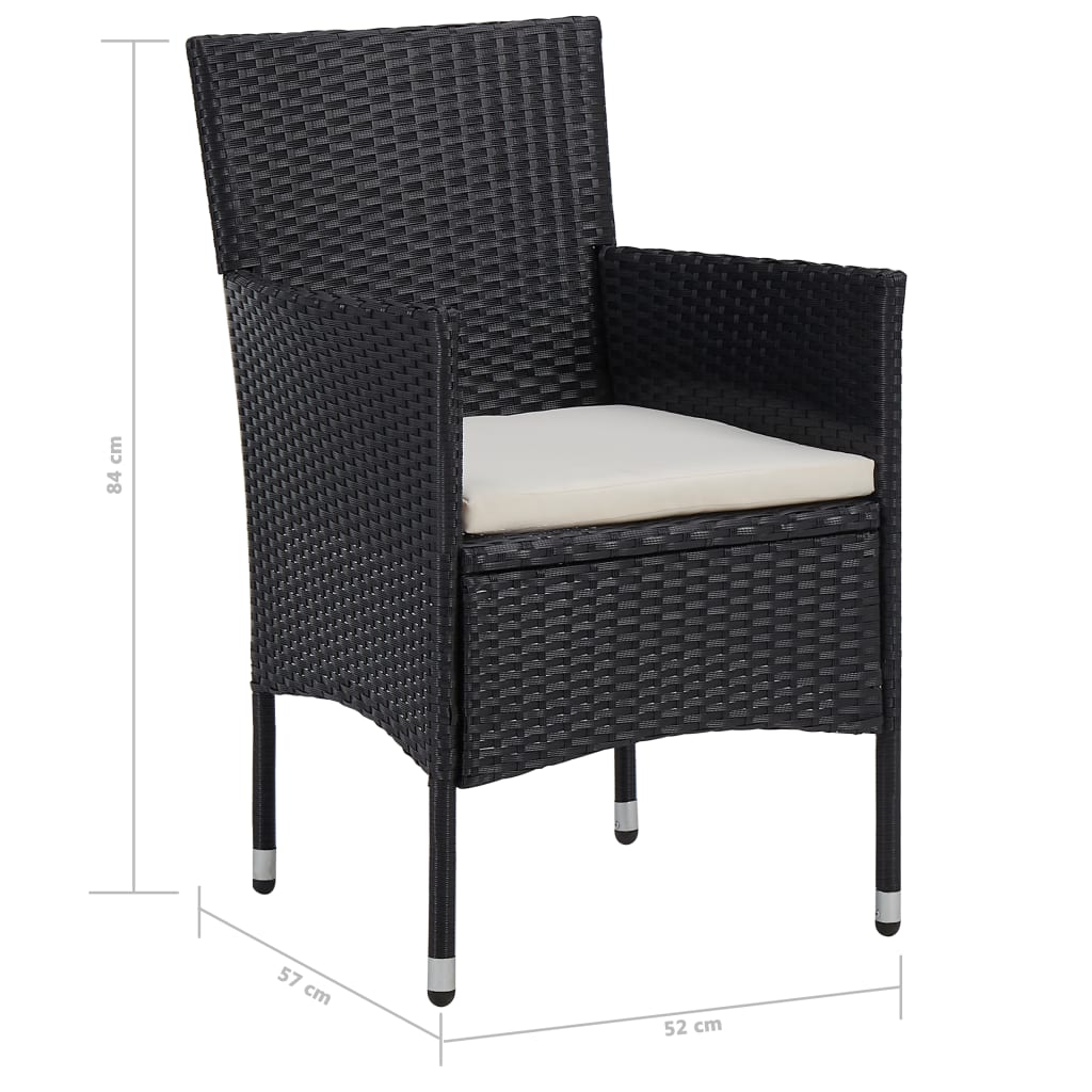 vidaXL 5-piece Garden Dining Set Poly Rattan and Glass Black