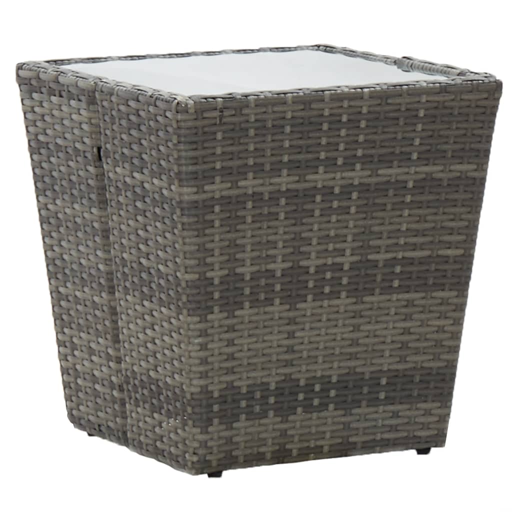 vidaXL Coffee Table 41.5x41.5x44 cm Poly Rattan and Tempered Glass Beige