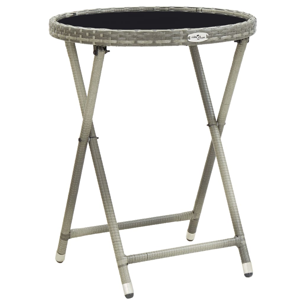 vidaXL Coffee table 60 cm poly rattan and tempered glass beige
