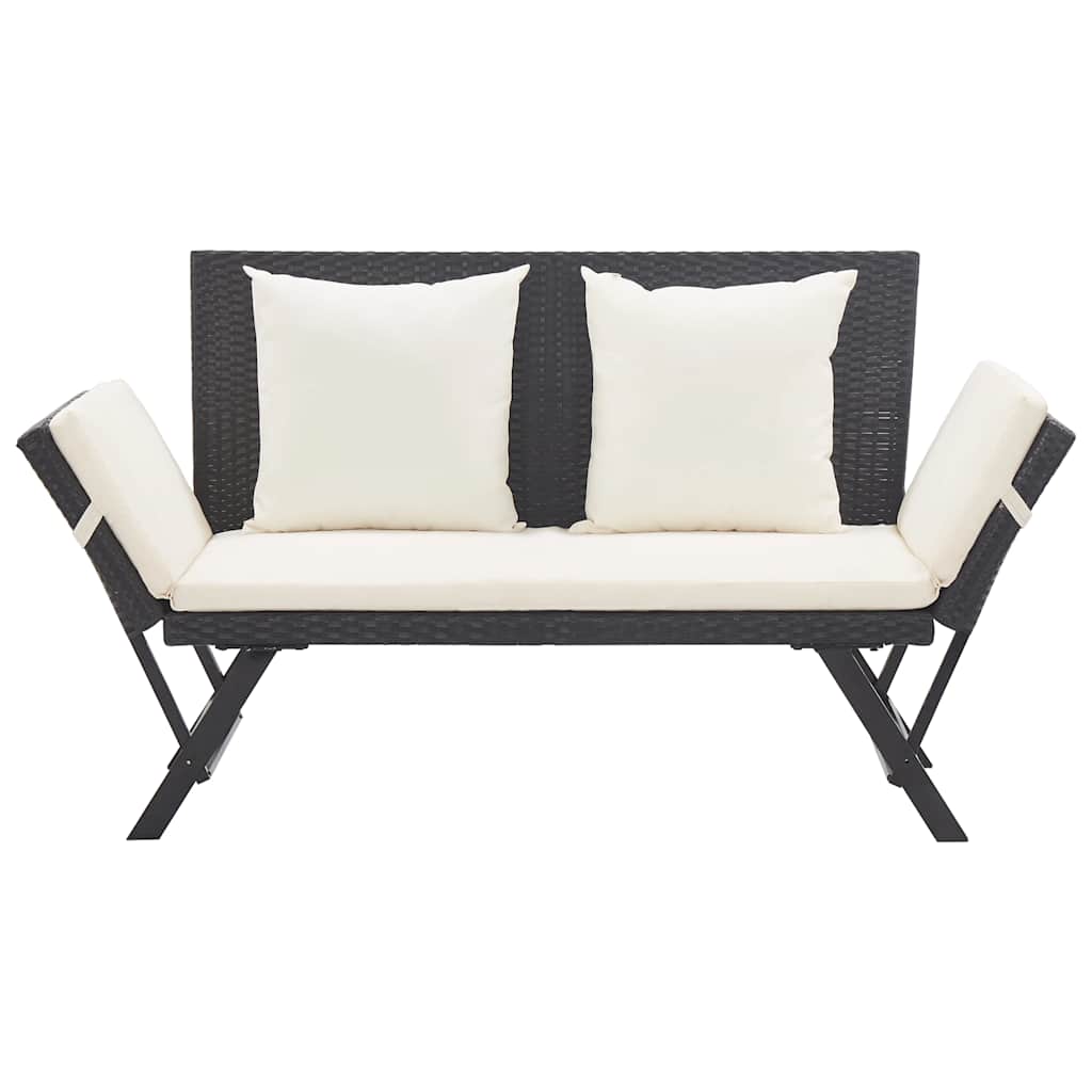 vidaXL Tuinbank met kussens 176 cm poly rattan zwart